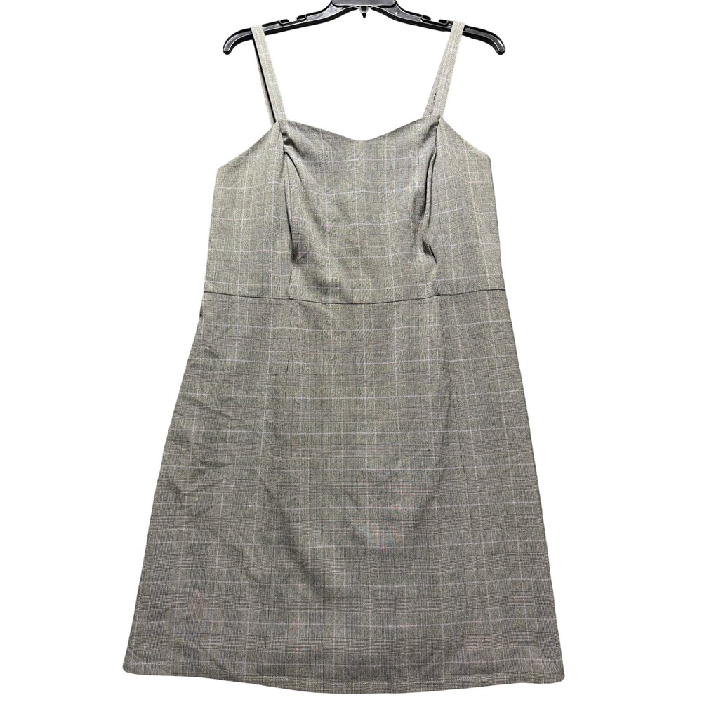 Lane Bryant Sheath Dress Womens 16 Gray Plaid Sleeveless Adjustable Straps